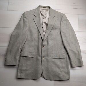 LL Bean Traveler Blazer Sport Coat Mens 41L Silk Wool Brown Knit Jacket Academia